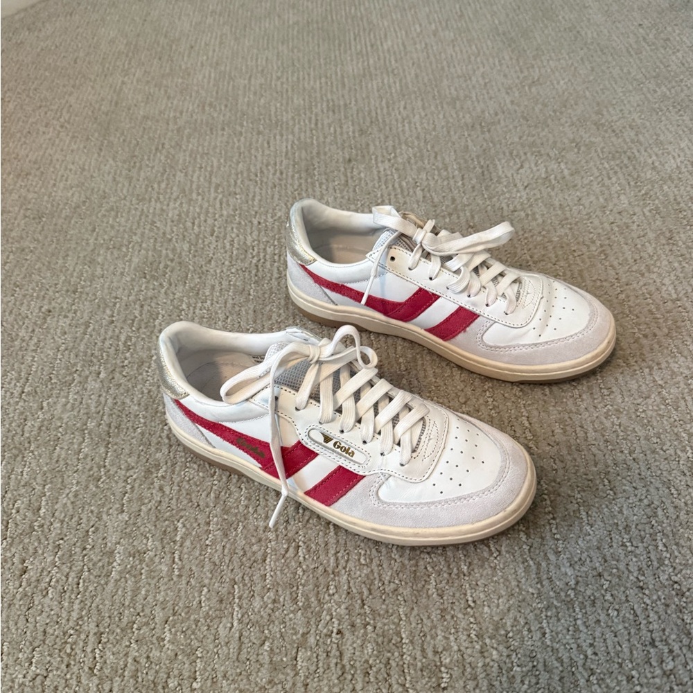 Gola White Sneakers with Red Accents